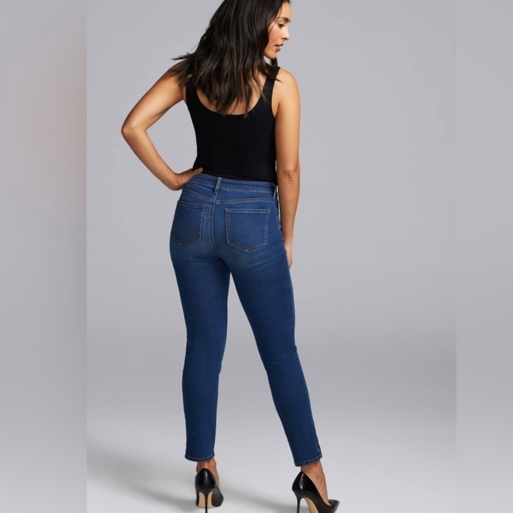 NYDJ Curves 360 Shape straight leg ankle jeans dark blue wash size 14
